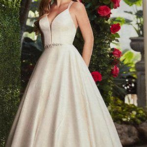 Mikaella White Satin Wedding Dress